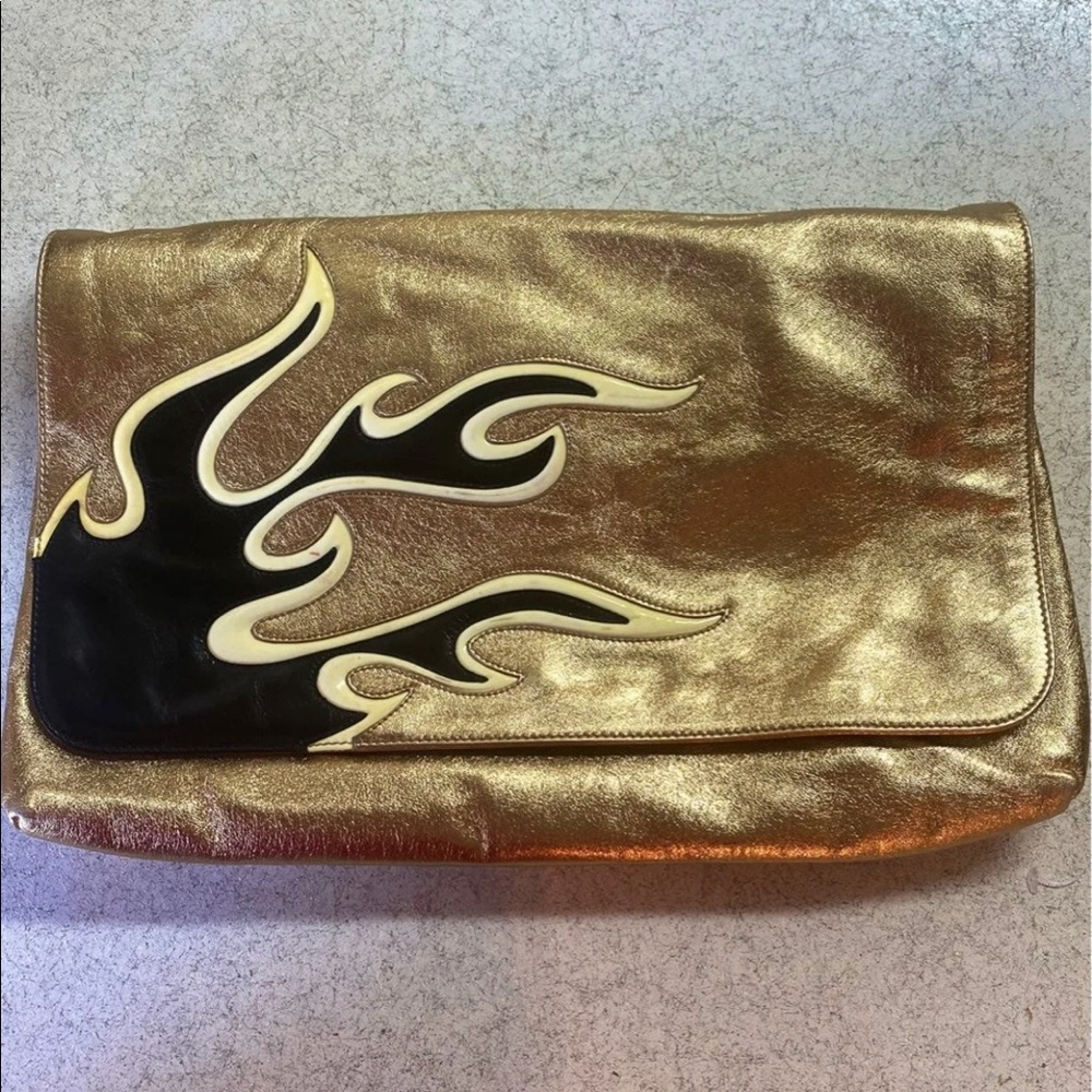 Prada Gold Flame Clutch